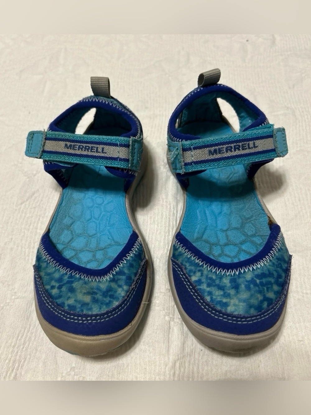 Merrell Kids Blue Teal Hook-and-Loop Water Sandals, Size 9.